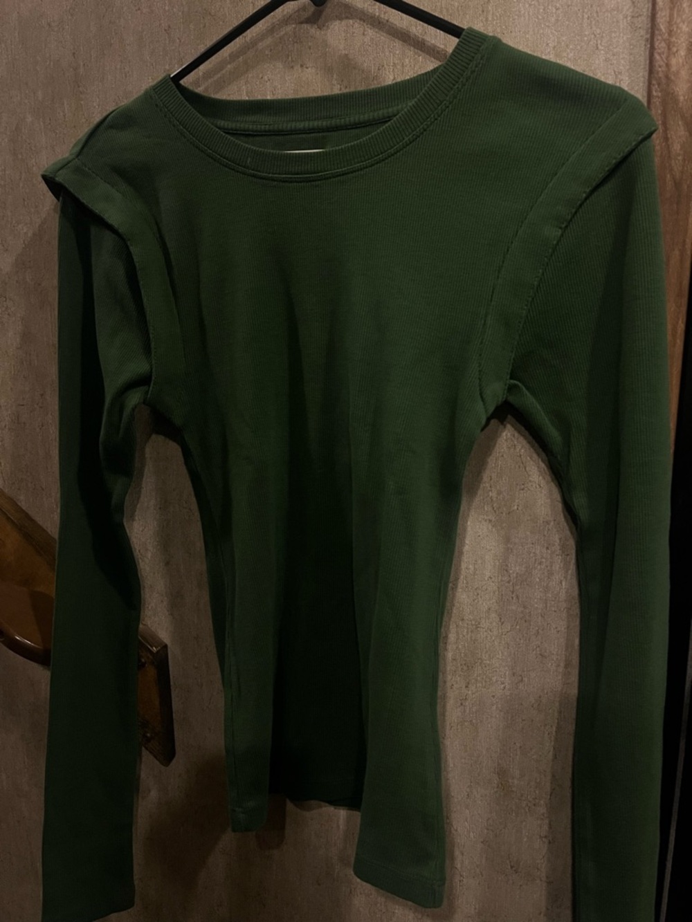 Anthropologie Maeve Forest Green Ribbed Long Sleeve Top